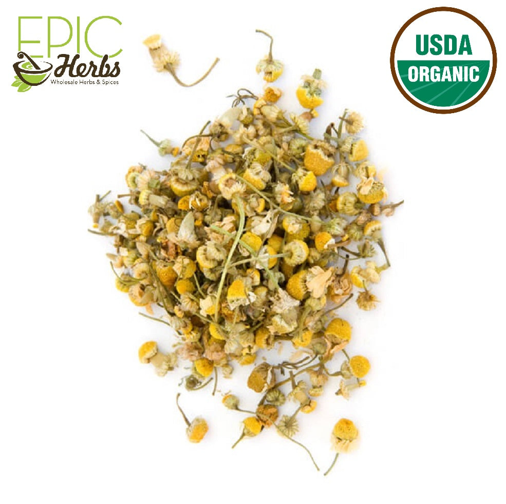 Chamomile Flowers Whole, Certified Organic - 1 lb