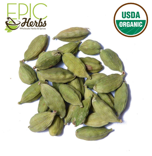 Cardamom Pods Whole, Green, Certified Organic - 1 lb