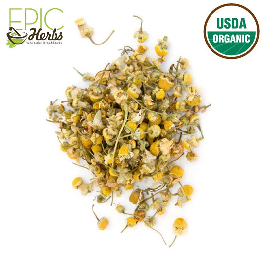 Chamomile Flowers Whole, Certified Organic - 1 lb