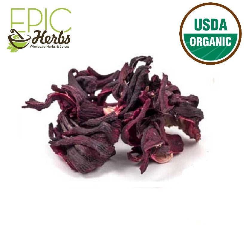 Hibiscus Flowers Whole, Certified Organic - 1 lb